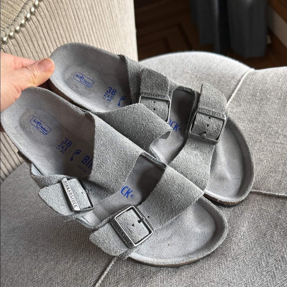 Birkenstock Gray Suede Arizona Double-Buckle Sandals